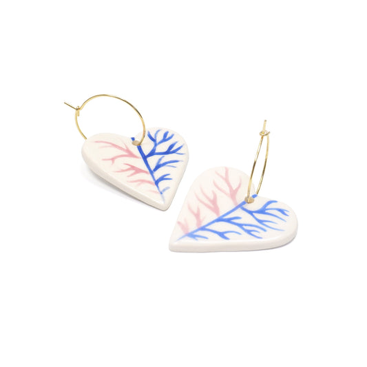 Leaf Heart Hoop Earrings