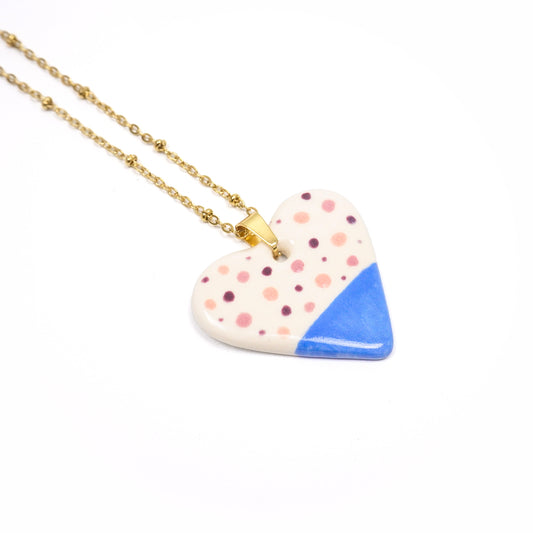 Dotted Heart Ceramic Necklace