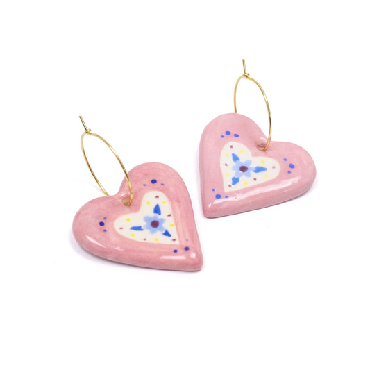 Floral Heart Hoop Earrings