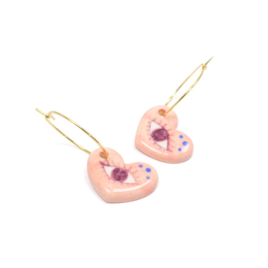 Eye Hearts Hoop Earrings