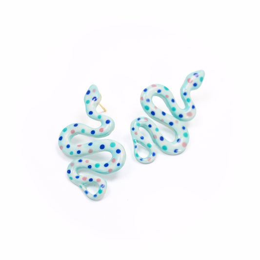 Turquoise Ceramic Snake Earrings