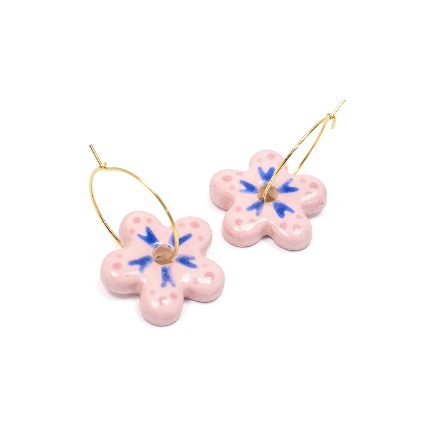 Pink Flower Hoop Earrings