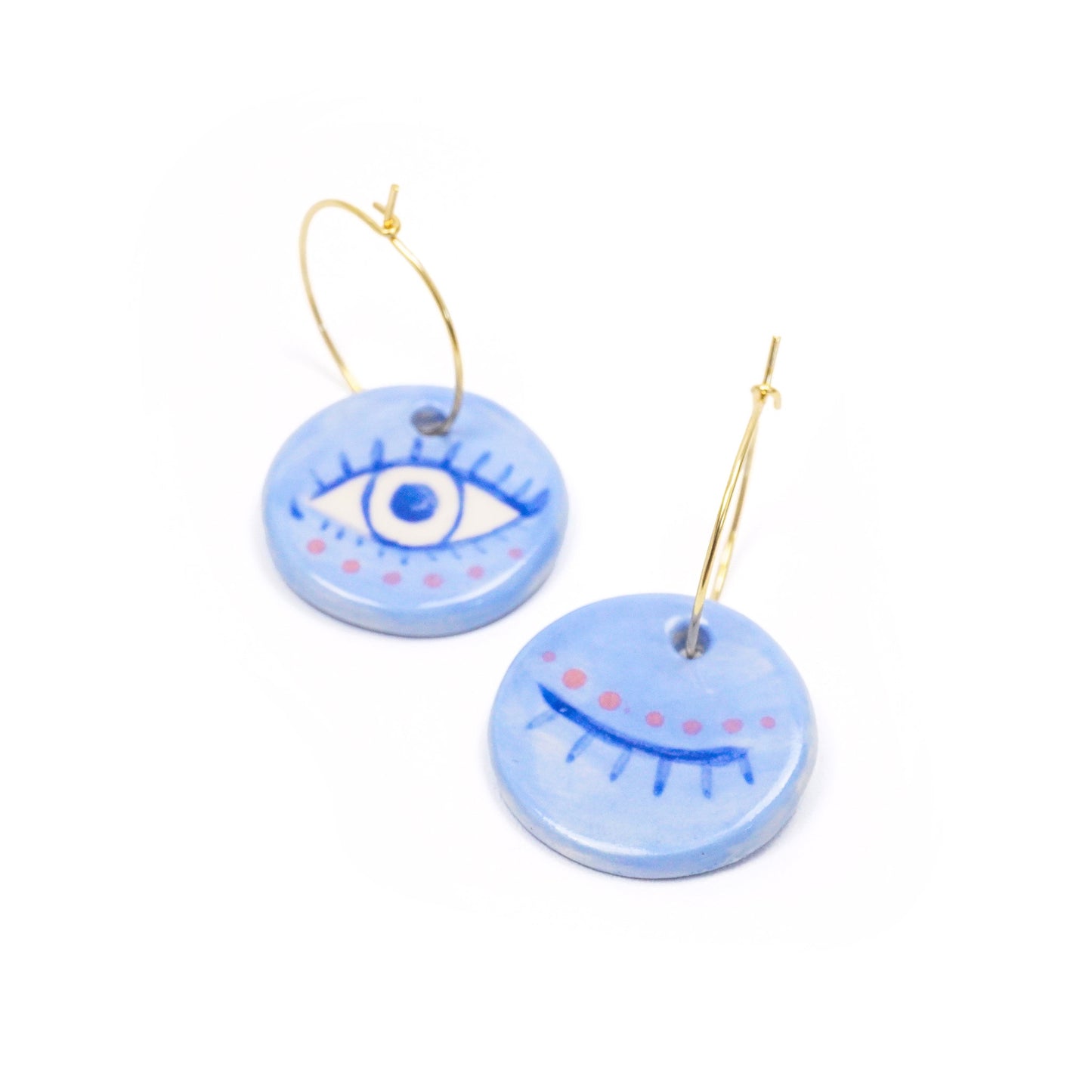 Asymmetric Eyes Circle Hoop Earrings