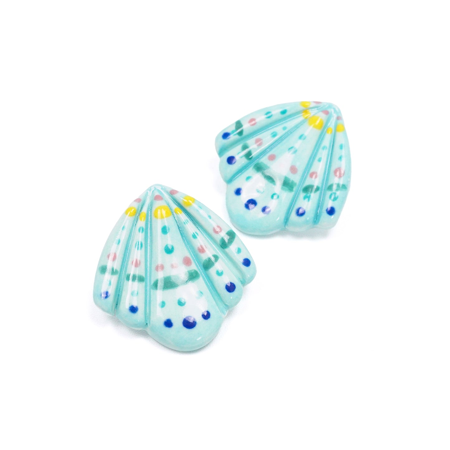 Turquoise Ceramic Shell Earrings