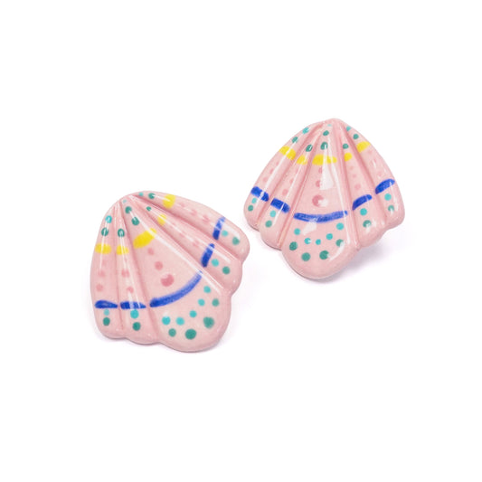 Pink Ceramic Shell Earrings