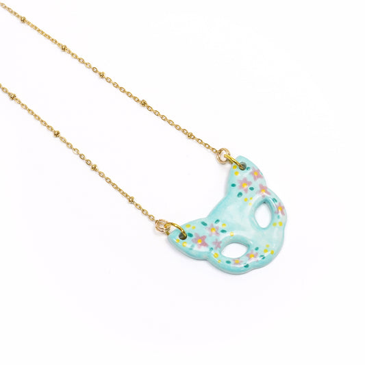 Turquoise Ceramic Cat Necklace