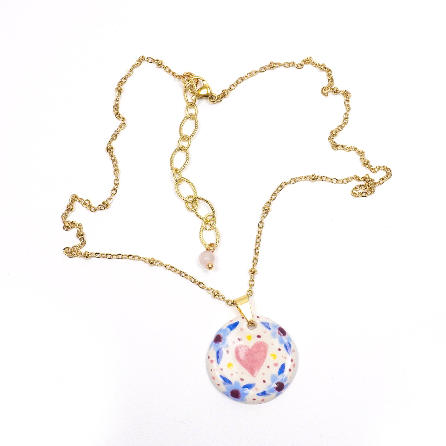 Flower Circle Ceramic Necklace