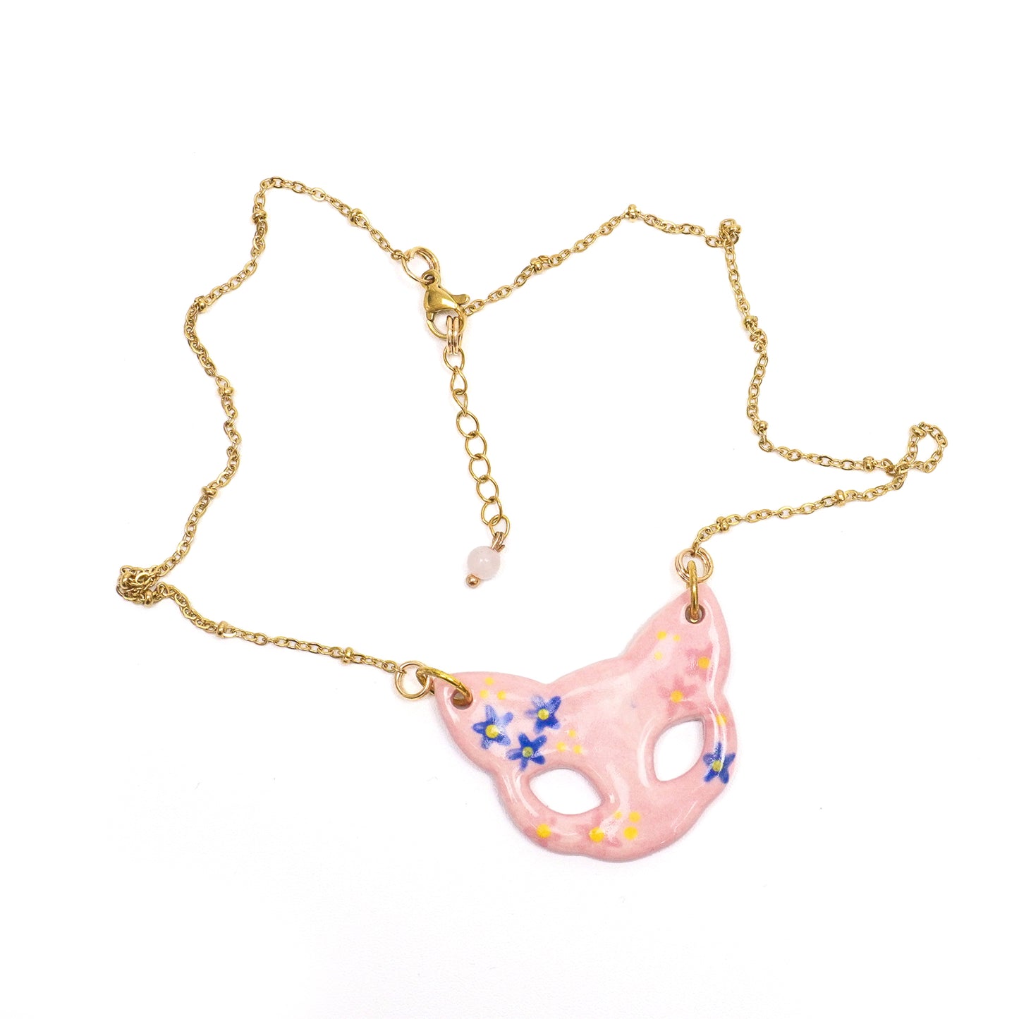 Pink Ceramic Cat Necklace