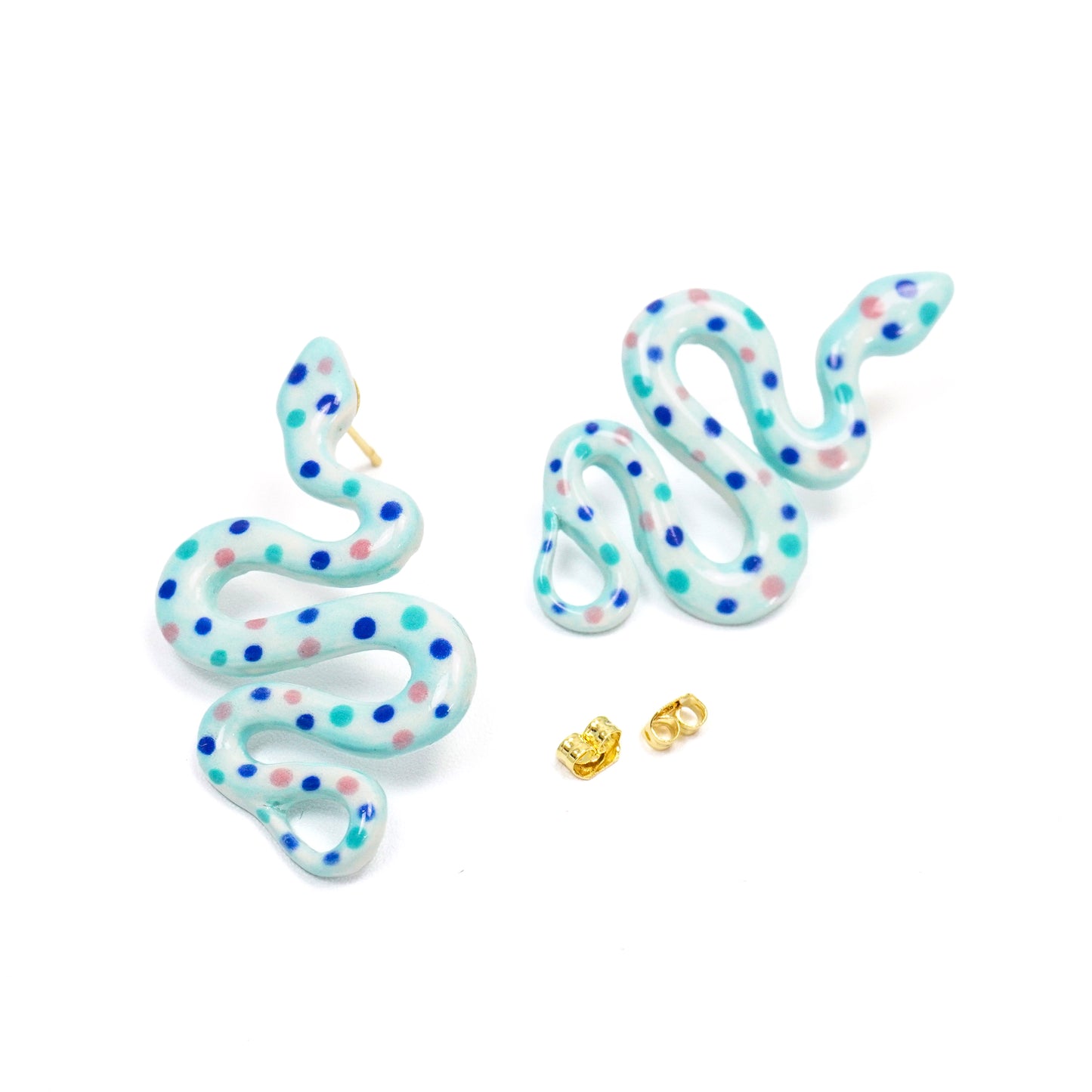 Turquoise Ceramic Snake Earrings