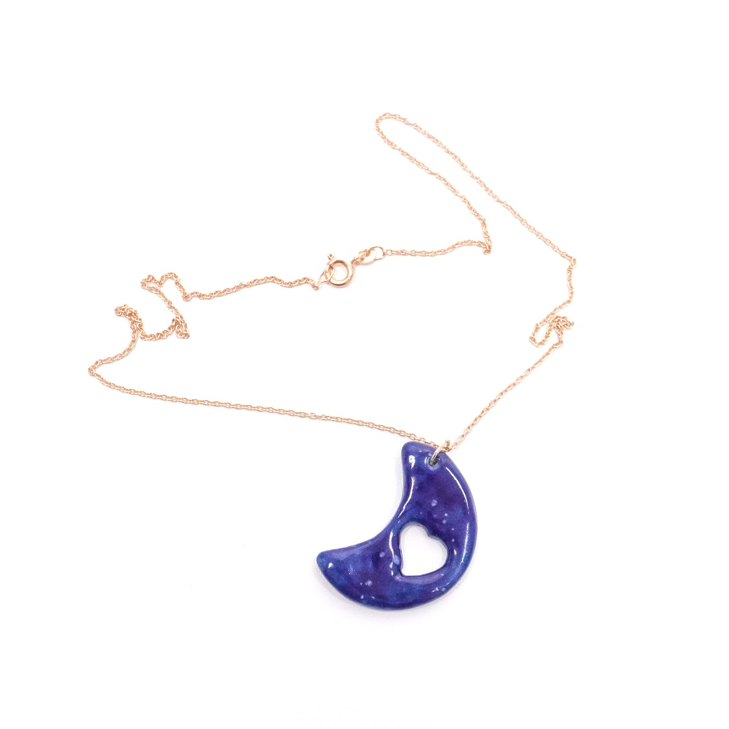 Navy Half Moon Ceramic Necklace