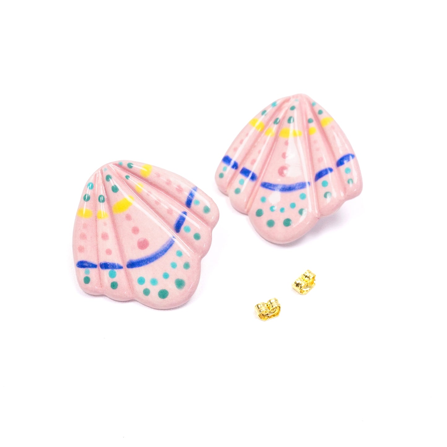 Pink Ceramic Shell Earrings